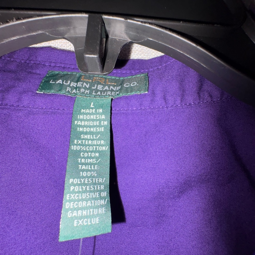 Lauren Ralph Lauren Purple Button-Up woman Shirt with Embroidered Crest - Picture 2 of 3